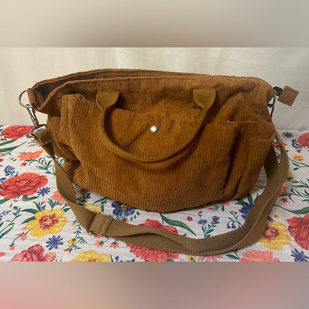 Camier Brown Soft Corduroy Tote Bag